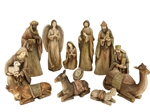 12 Inch Wood-Grain Texture Nativity Set with 11 Pieces