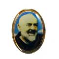 St. Padre Pio Small Gold Rim Lapel Pin