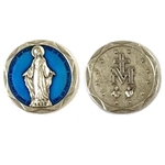 Miraculous Medal Prayer Coin with Blue Enamel