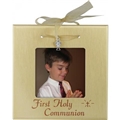 Satin Gold 1st Communion Square Ribbon Frame with Chalice Charm