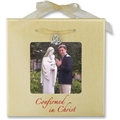 SATIN GOLD CONFIRMATION SQUARE RIBBON FRAME with DOVE CHARM