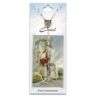 Communion Prayer Card with Rosary Girl