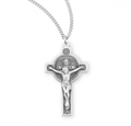 St Benedict Jubilee Medal Crucifix 1 5/8 in Sterling Silver