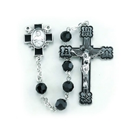 Jet Black Swarovski Crystal Sterling Silver Rosary
