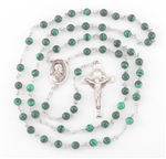 All Sterling Silver Malachite Rosary