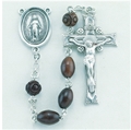 Handmade Oval Cocoa Bead Sterling Silver Rosary
