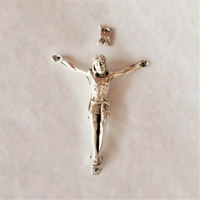 Silver Pewter Corpus for Crucifix with INRI Sign - 1.625-Inch with Nail Holes