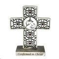 Confirmation Small Standing Cross with Dove and Crystals