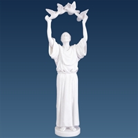 Saint Francis with Birds Statue - White Alabaster