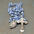 Sterling Silver Blue Venetian Glass Bead Rosary
