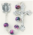 Pink Marble Double Capped Glass Bead Rosary