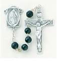 Sterling Silve Rosary with 6 mm Black Cocoa Wood Beads