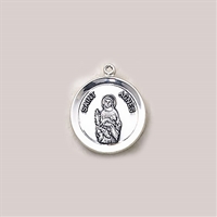 Sterling Silver Round Saint Agnes Medal with Chain