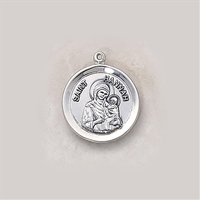 Sterling Silver Round Saint Hannah Medal with Chain