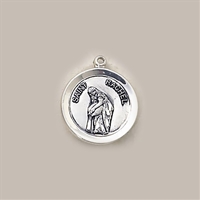 Sterling Silver Round Saint Rachel Medal with Chain