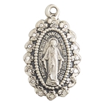 Oval Miraculous Medal with Floral Border