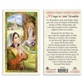 A Prayer to Saint Bernadette Laminated Prayer Card