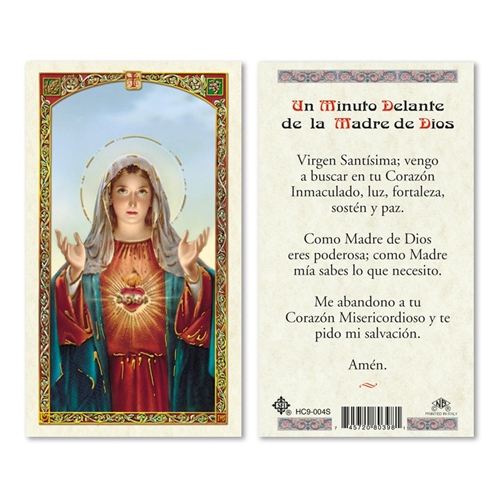 Un Minuto Delante de la Madre de Dios Laminated Prayer Card | Discount ...