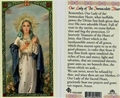 Our Lady of the Immaculate Heart Laminated Prayer Card