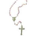 Crystal Rosary with Miraculous Medal Center and Silver-tone Crucifix - Rose