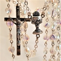 Iridescent Heart Shaped Bead First Communion Rosary