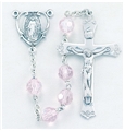 Tin Cut Czech Light Rose Crystal Rosary