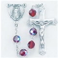Tin Cut Czech Ruby Crystal Rosary