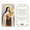 St Therese Little Flower Plastic Prayer Card