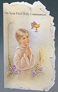 Praying Boy Spanish Communion Greeting Card