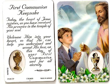 Communion Keepsake Prayer Card for Boy