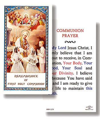 Communion Prayer Card with Church Scene