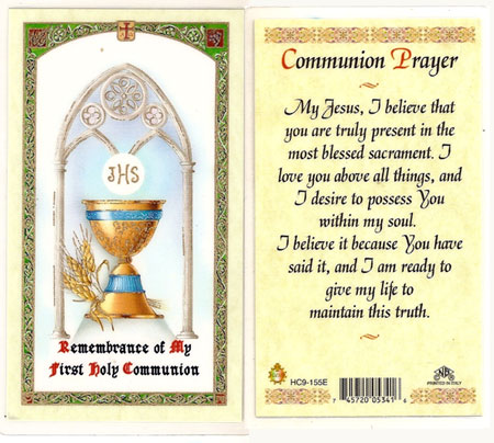 Communion with Chalice Laminated Prayer Card