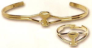 Gold Finished Communion Chalice Jewelry Set