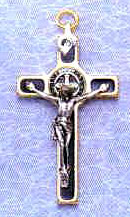 Saint Benedict Crucifix - Black Enamel on Gold Cross - 2.25-Inch