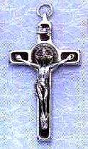 Saint Benedict Crucifix - Brown Enamel on Silver Cross - 2.25-Inch