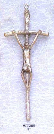 Slim Silver Papal Crucifix - 5.5-Inch
