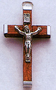 Small Dark Brown Wood Crucifix - 1.75 Inch