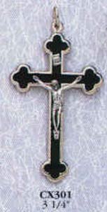 Black Metal Bound Crucifix Pendant - 3-Inch