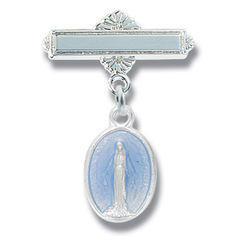 Sterling Silver Blue Blessed Virgin Baby Pin