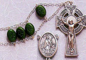 Green Shamrock Irish Ladder Rosary - 19-Inch
