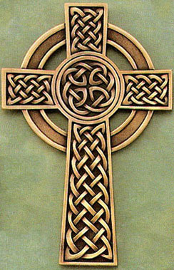 Fine Pewter Celtic Wall Cross - Gold Finish - 8-Inch
