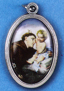 St. Anthony Oxidized Picture Medal