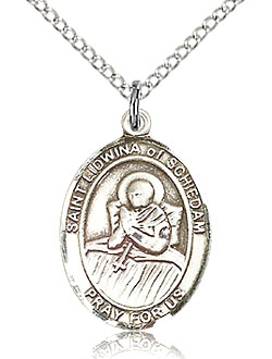 St Lidwina of Schiedam Sterling Silver Medal