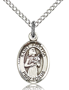 St Agatha Small Sterling Silver Medal