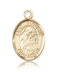 St Aloyisus Small 14kt Gold Medal