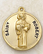 St Robert Round Gold Plated Medal