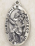 St Christopher Medal in Sterling Silver - 18-Inch Chain