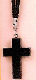 Black Wood Cross Pendant on Nylon Cord