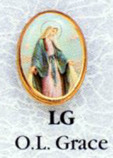 Lady of Grace Small Gold Rim Lapel Pin