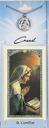 St Camillius Prayer Card with Pewter Medal